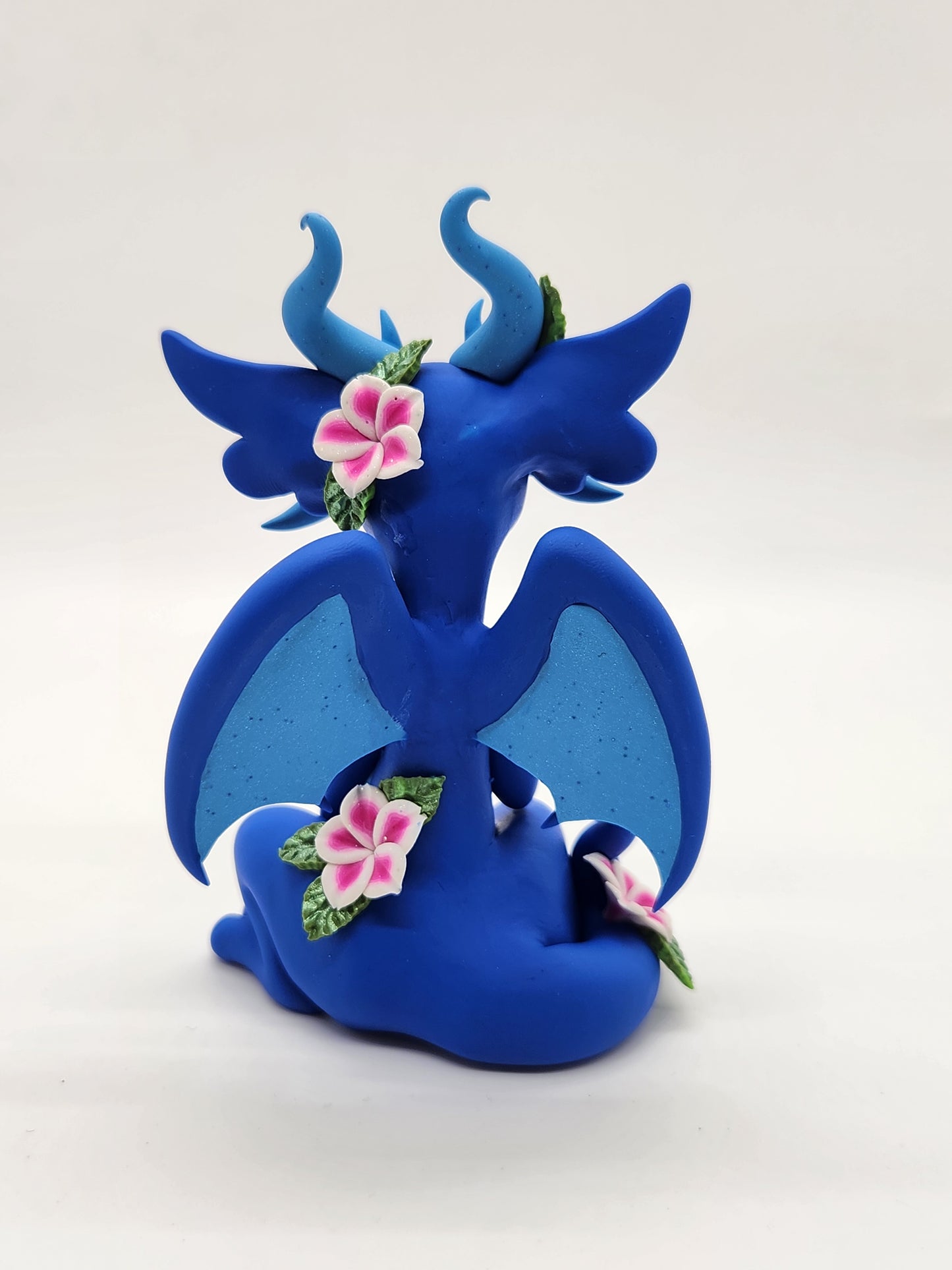 "Iris" blue flower dragon sculpture