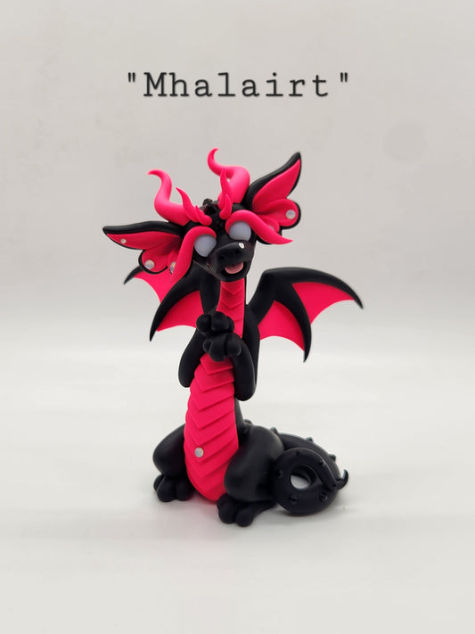"Mhalairt" black and pink dragon sculpture