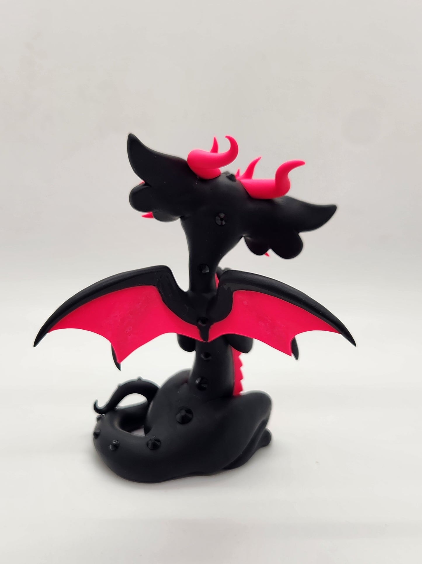 "Mhalairt" black and pink dragon sculpture