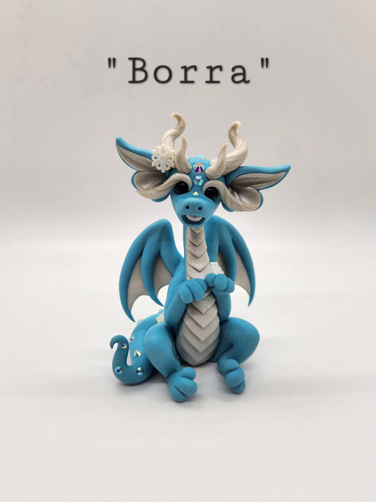 "Borra" blue snow dragon sculpture