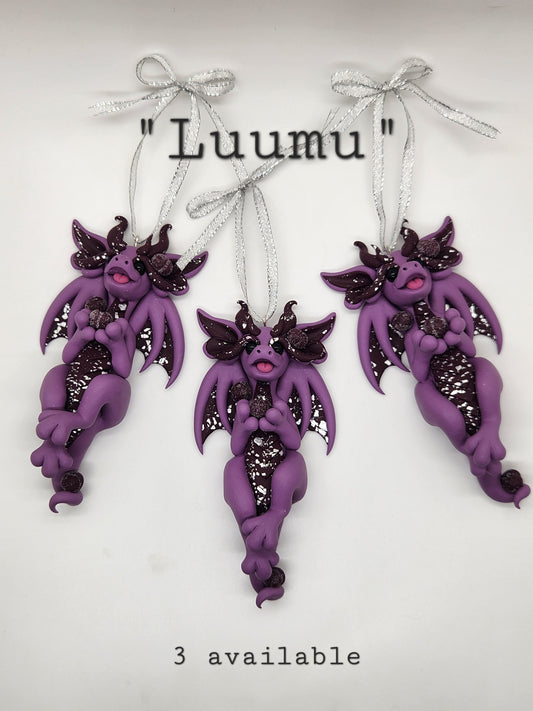 "Luumu" sugar plum dragon sculpture ornament