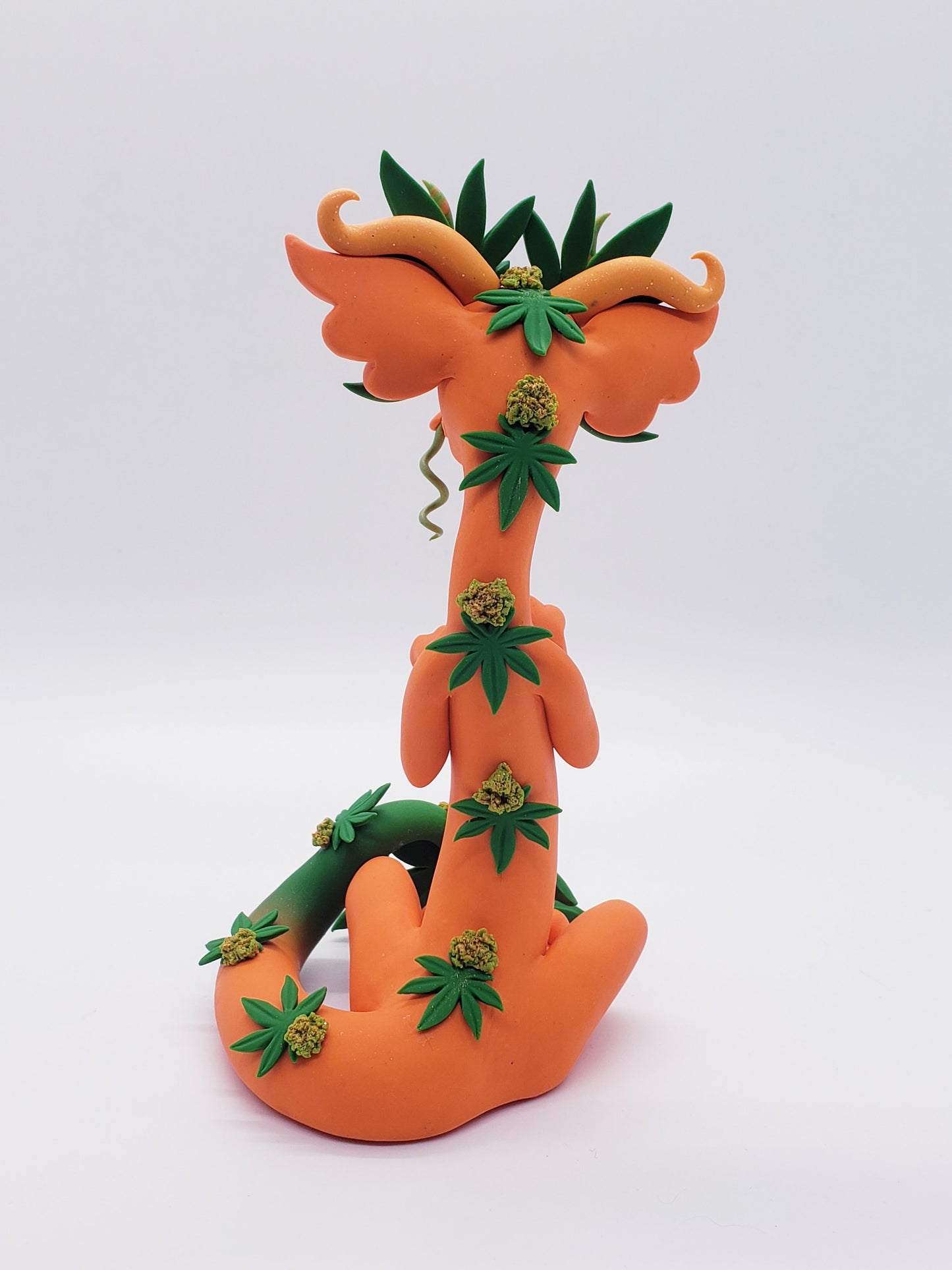"Clementine" 420 orange polymer clay dragon