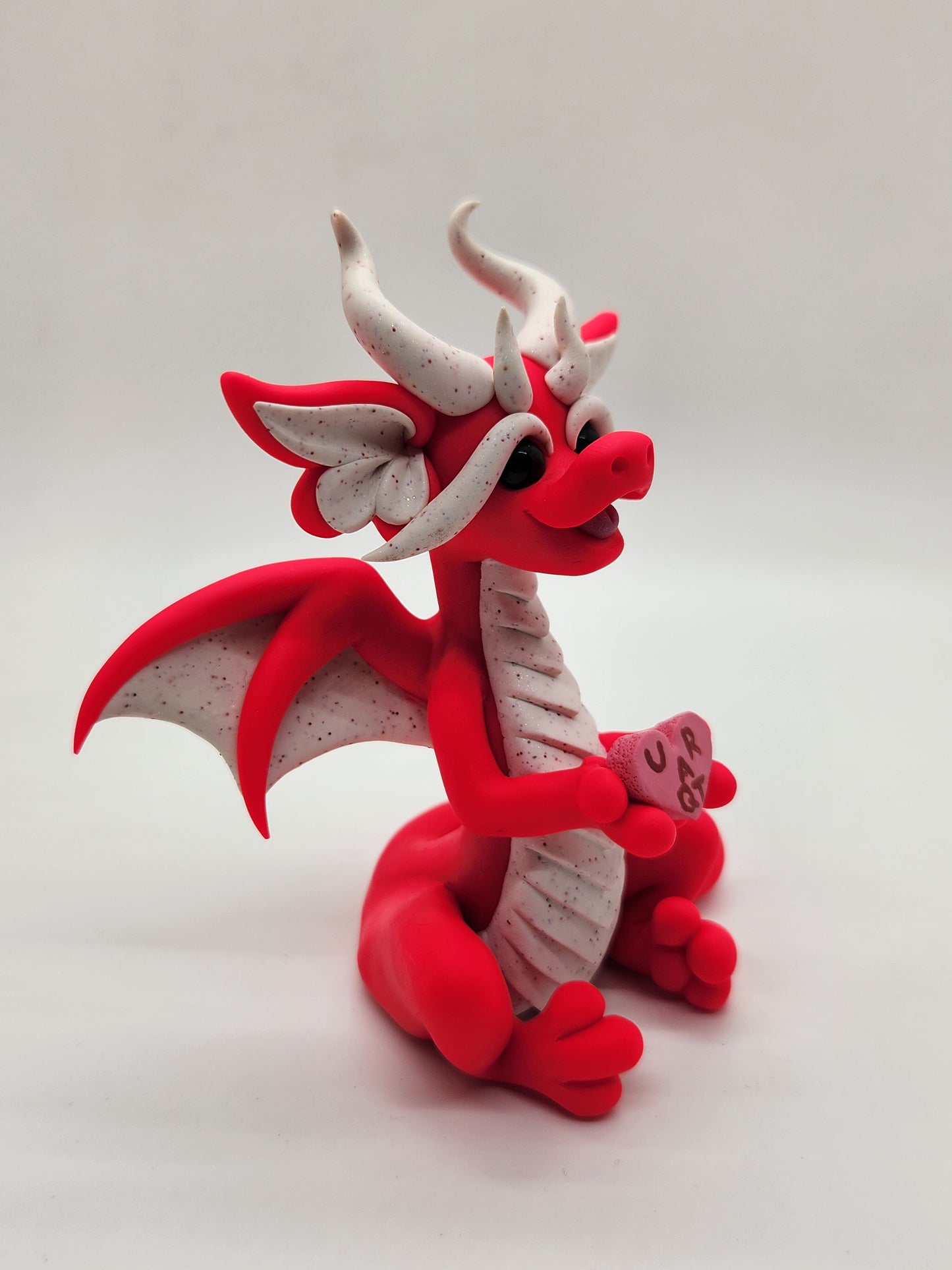 "Aroha" pink and white valentine's Dragon sculpture