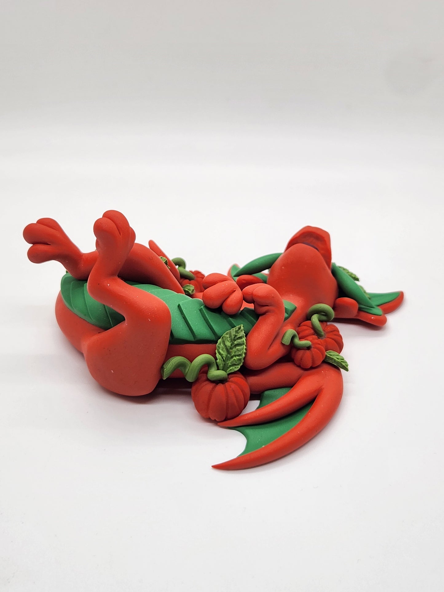 "Zucca" orange and green pumpkin dragon sculpture