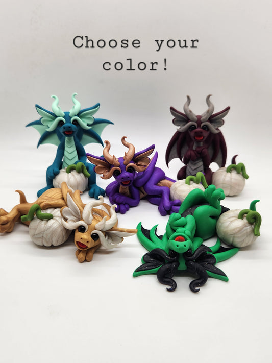 Small white pumpkin dragon sculptures, choose your color!