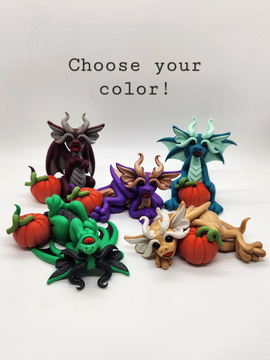 Small orange pumpkin dragon sculptures, choose your color!