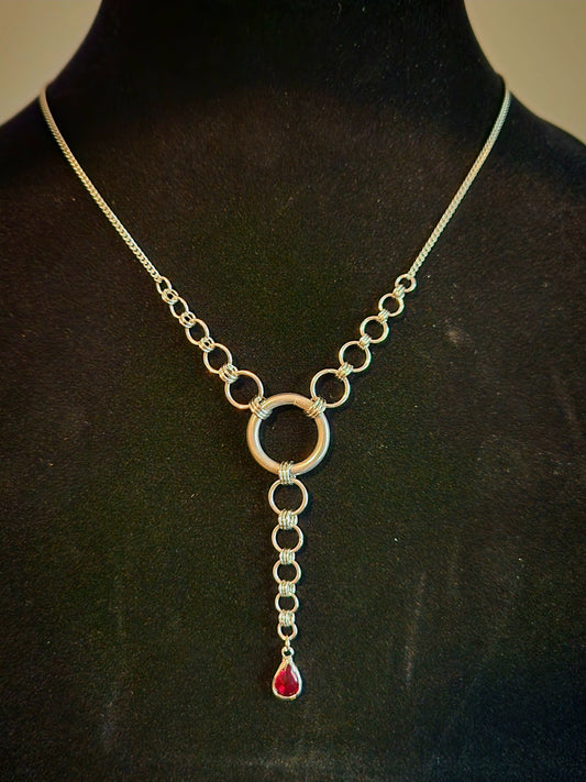 O ring red teardrop necklace