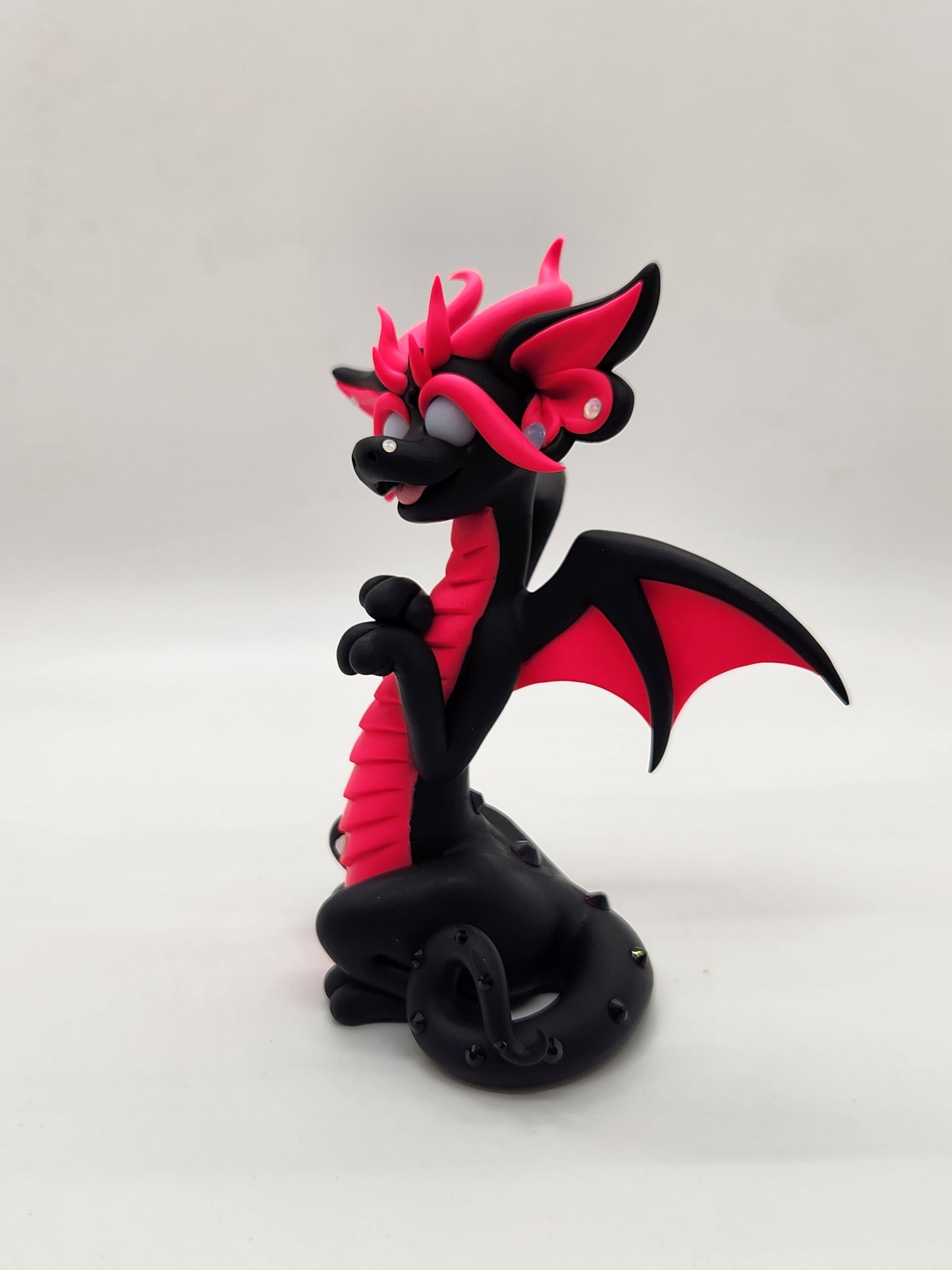 "Mhalairt" black and pink dragon sculpture