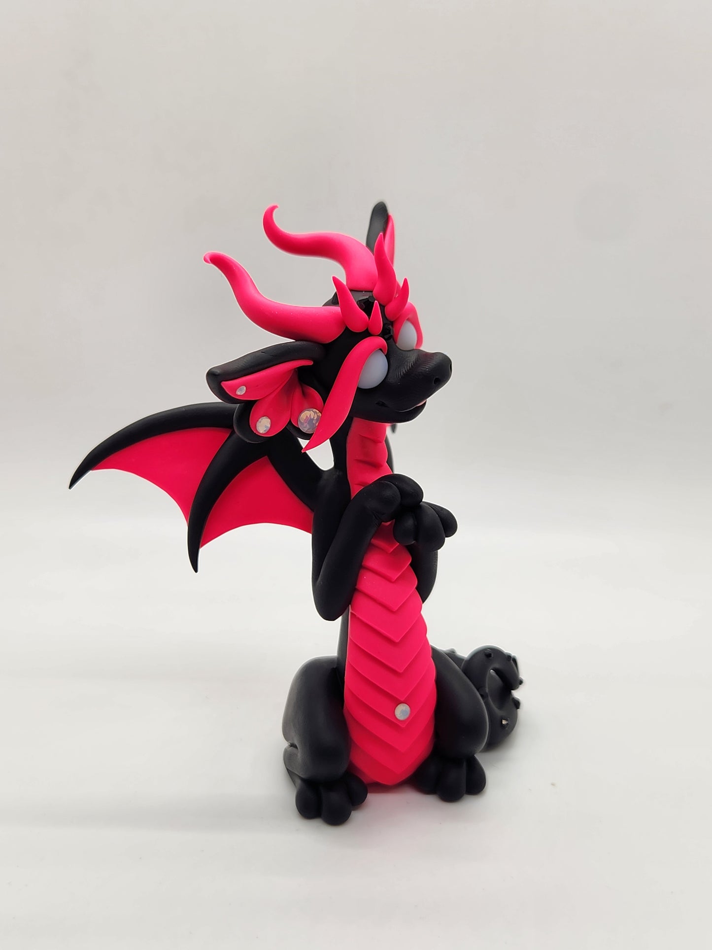 "Mhalairt" black and pink dragon sculpture