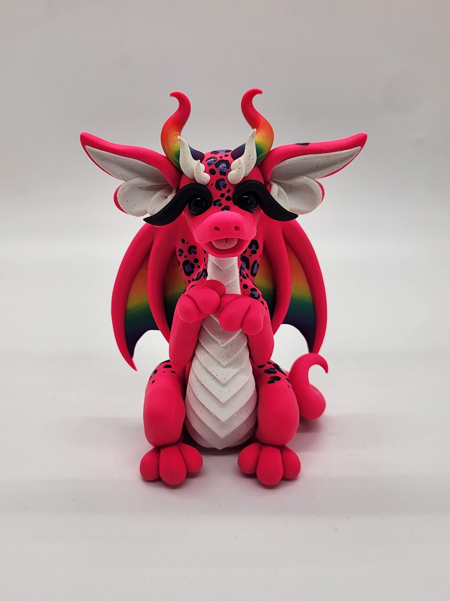 "Frankie" Lisa frank themed dragon sculpture