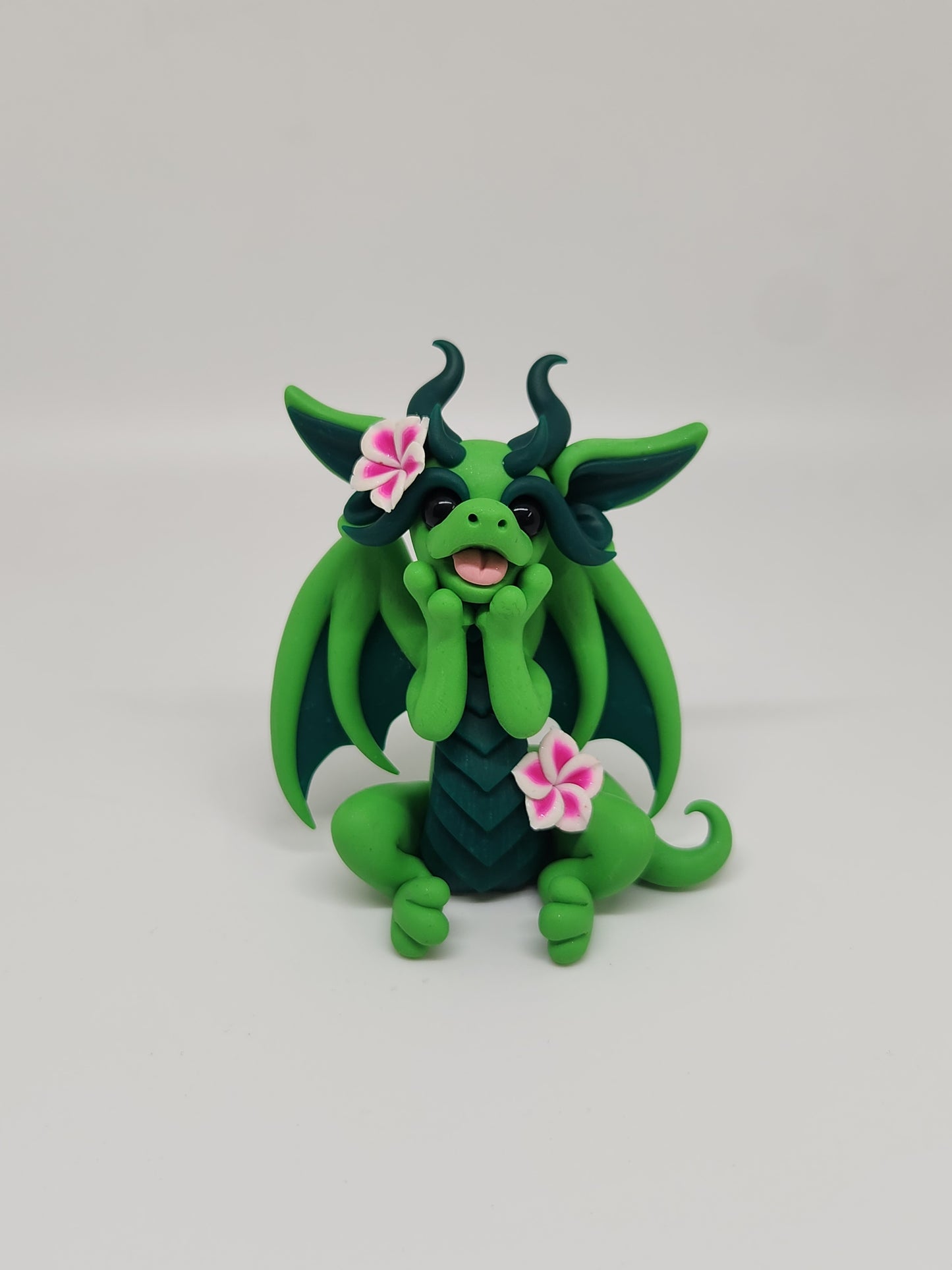 "Mo'o" BLIND BAG green flowered dragon sculpture