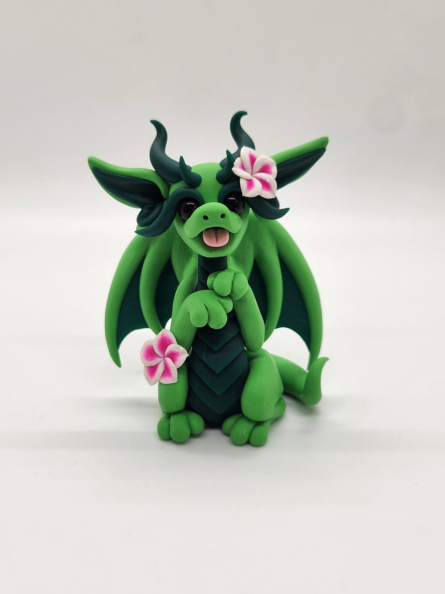 "Mo'o" BLIND BAG green flowered dragon sculpture