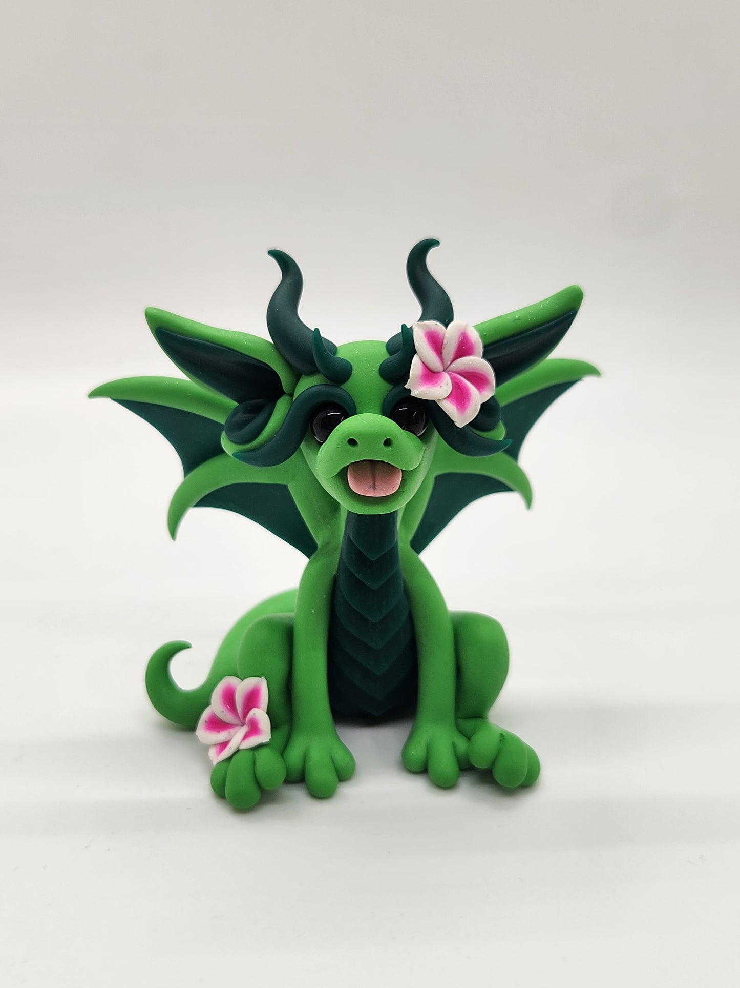 "Mo'o" BLIND BAG green flowered dragon sculpture