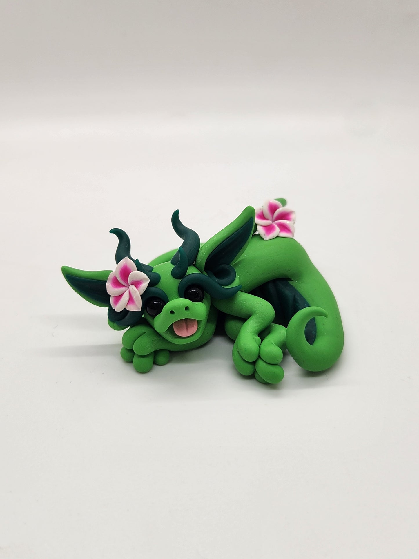 "Mo'o" BLIND BAG green flowered dragon sculpture