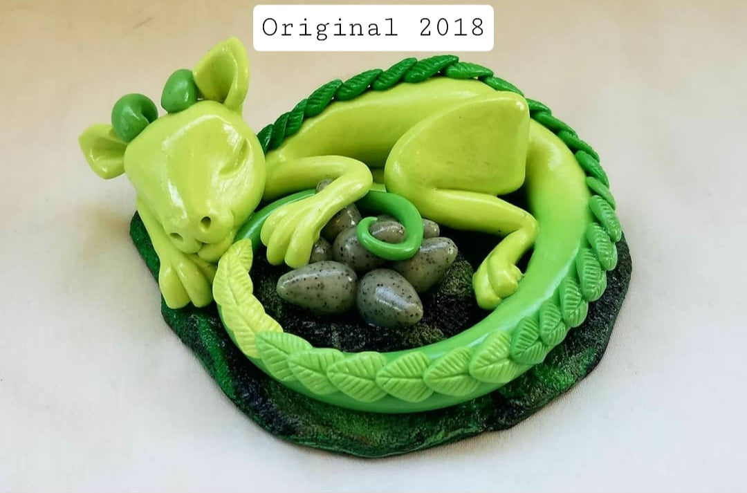 "Coille" green forest dragon sculpture