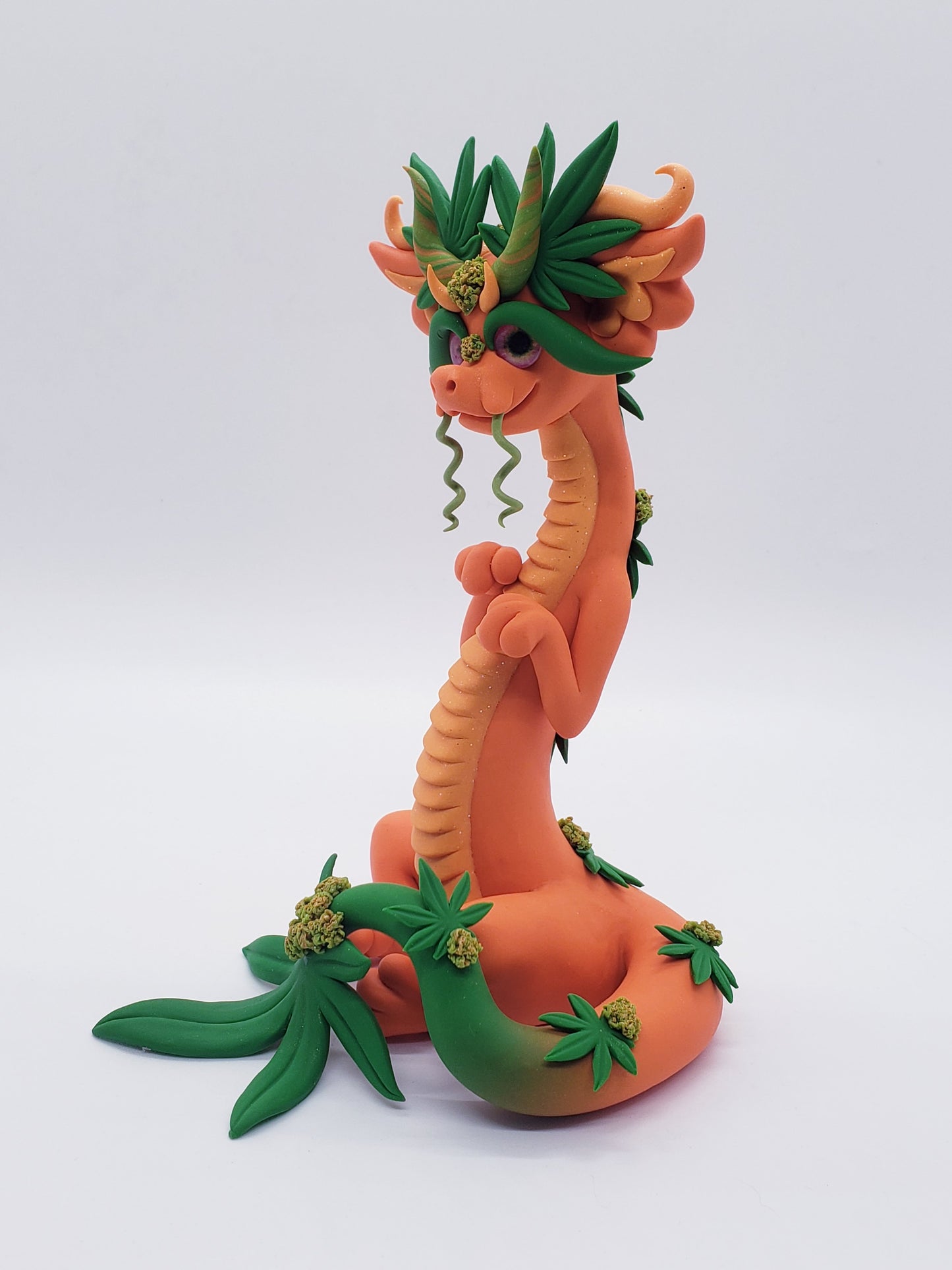 "Clementine" 420 orange polymer clay dragon