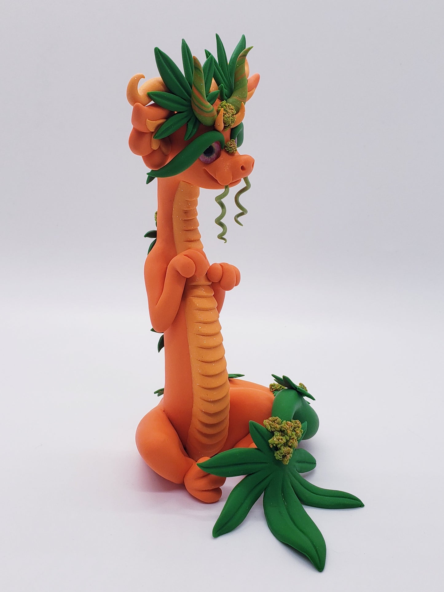 "Clementine" 420 orange polymer clay dragon