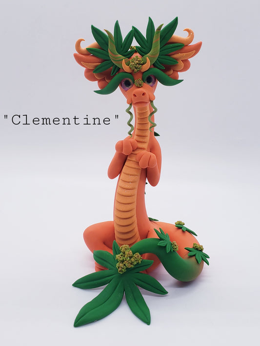 "Clementine" 420 orange polymer clay dragon
