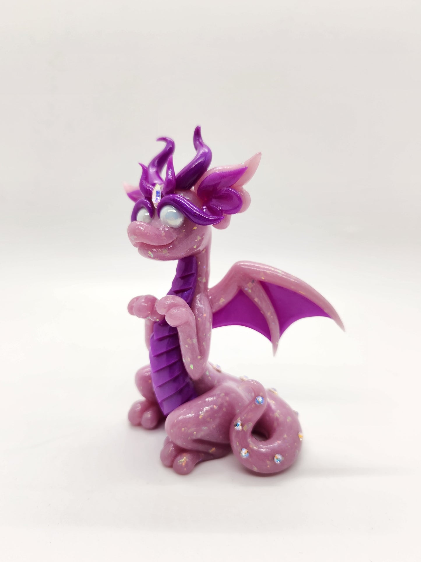 "Helmi" pink and purple dragon sculpture